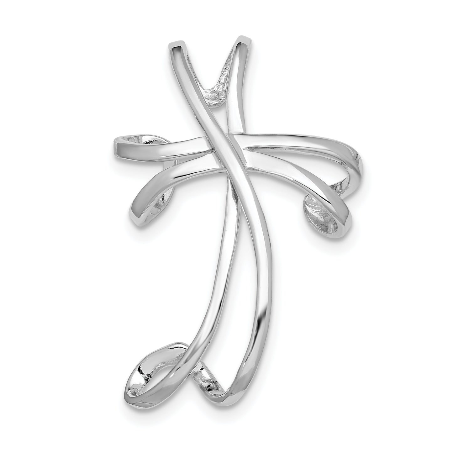 Sterling Silver Rhodium-Plated Cross Chain Slide Pendant