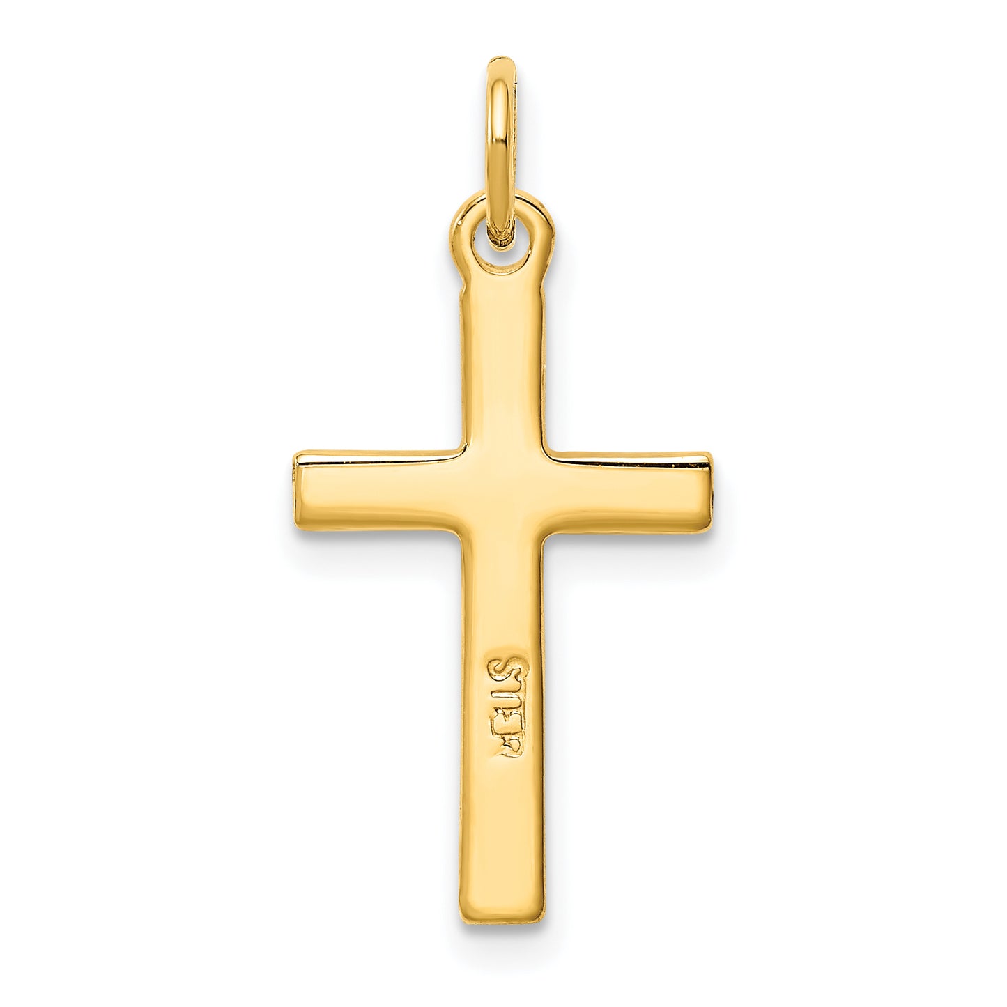 Sterling Silver Gold Tone Diamond-Cut Cross Pendant