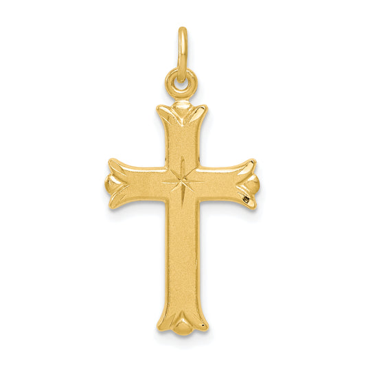 Sterling Silver Gold Tone Diamond-Cut Cross Pendant