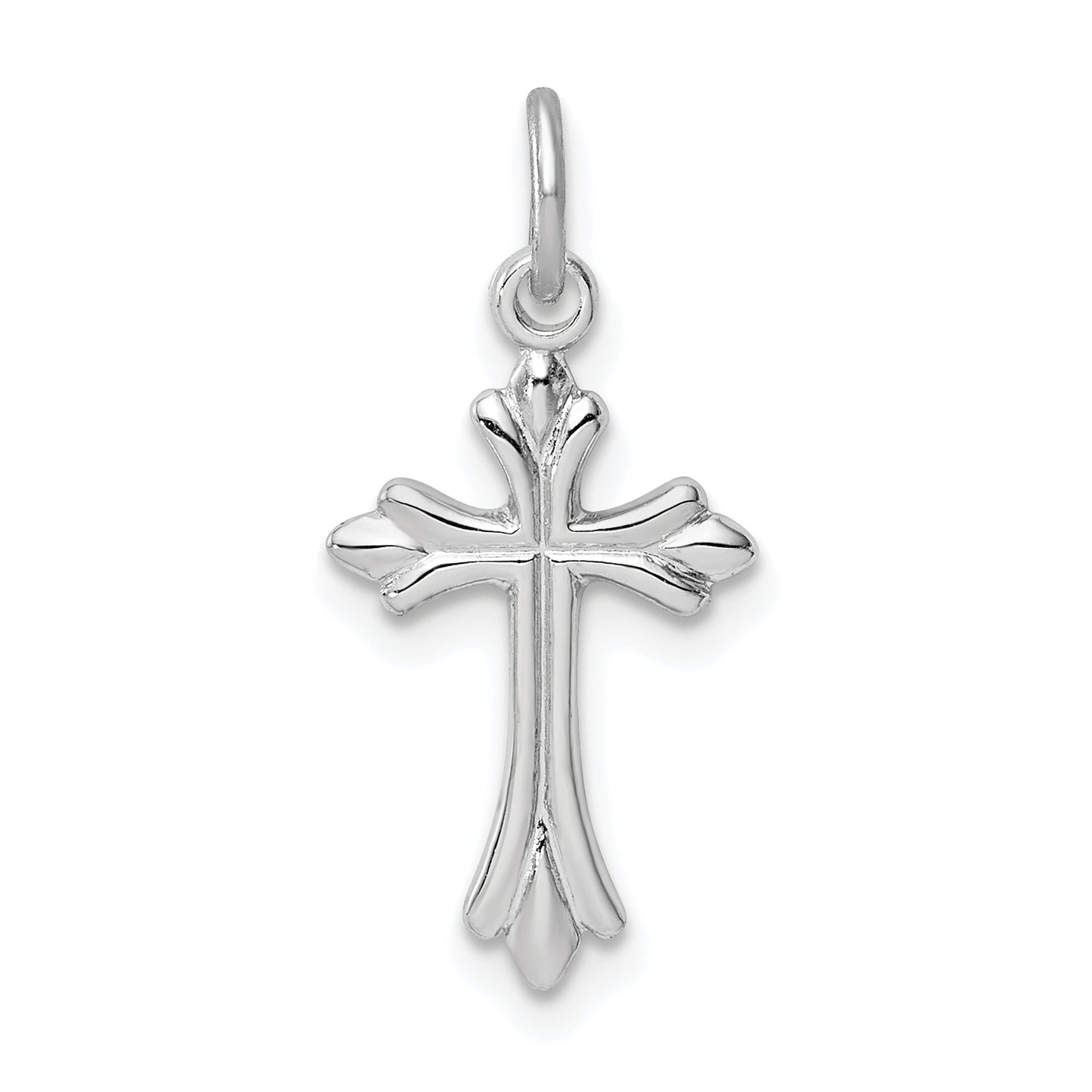 Sterling Silver Rhodium-Plated Polished Cross Pendant