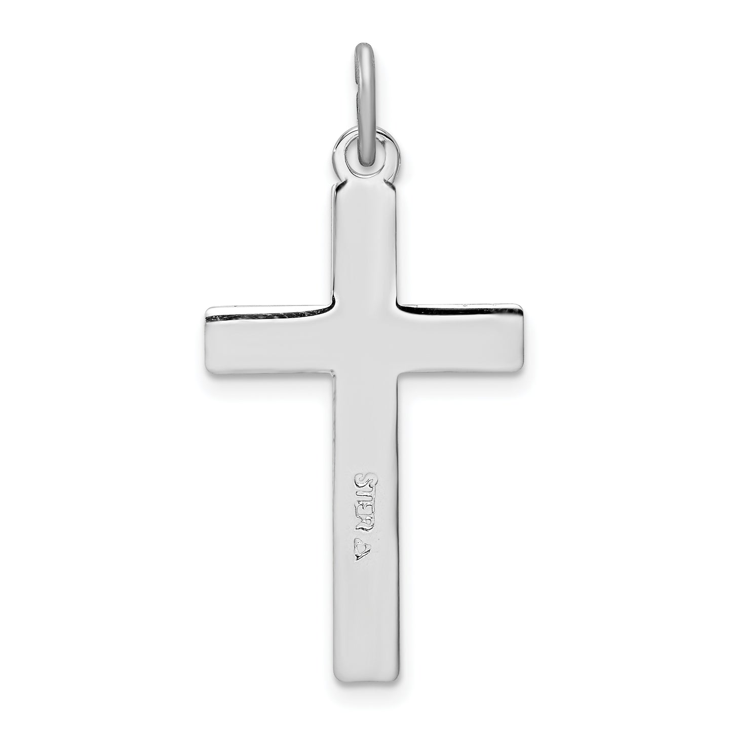 Sterling Silver Rhodium-Plated Diamond-Cut Cross Pendant