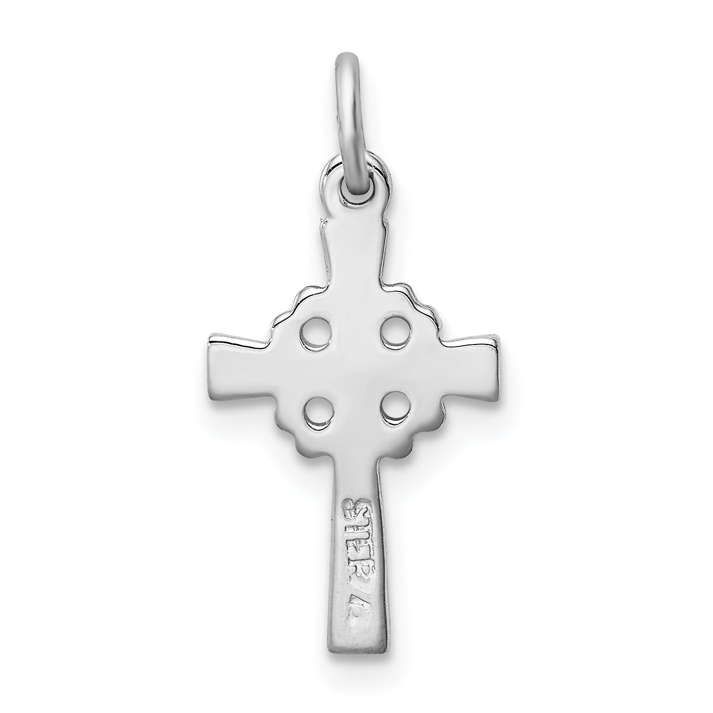 Sterling Silver Rhodium-Plated Diamond Cut Cross Pendant