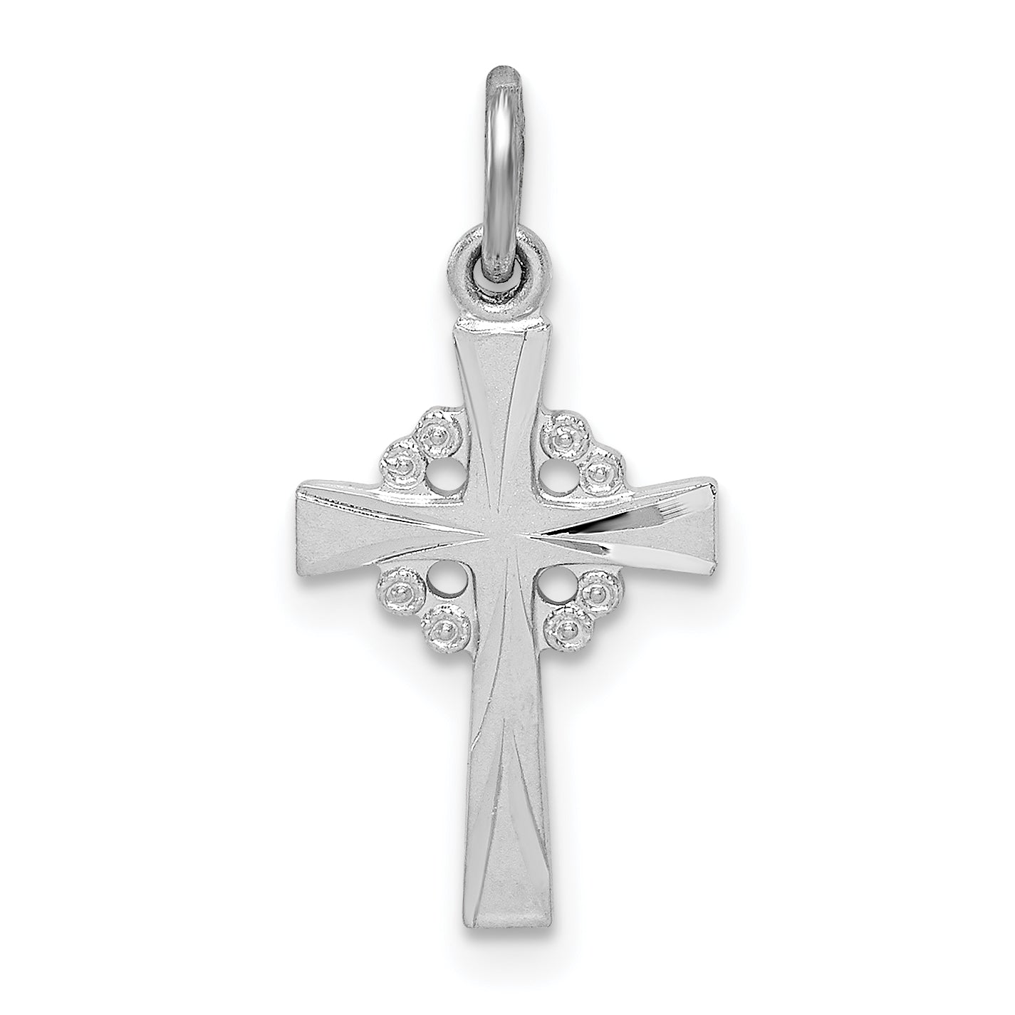 Sterling Silver Rhodium-Plated Diamond Cut Cross Pendant