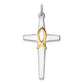 Sterling Silver Rhodium-Plated & Gold Tone Cross Pendant