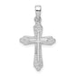 Sterling Silver Rhodium-Plated Striped Texture Cross Pendant