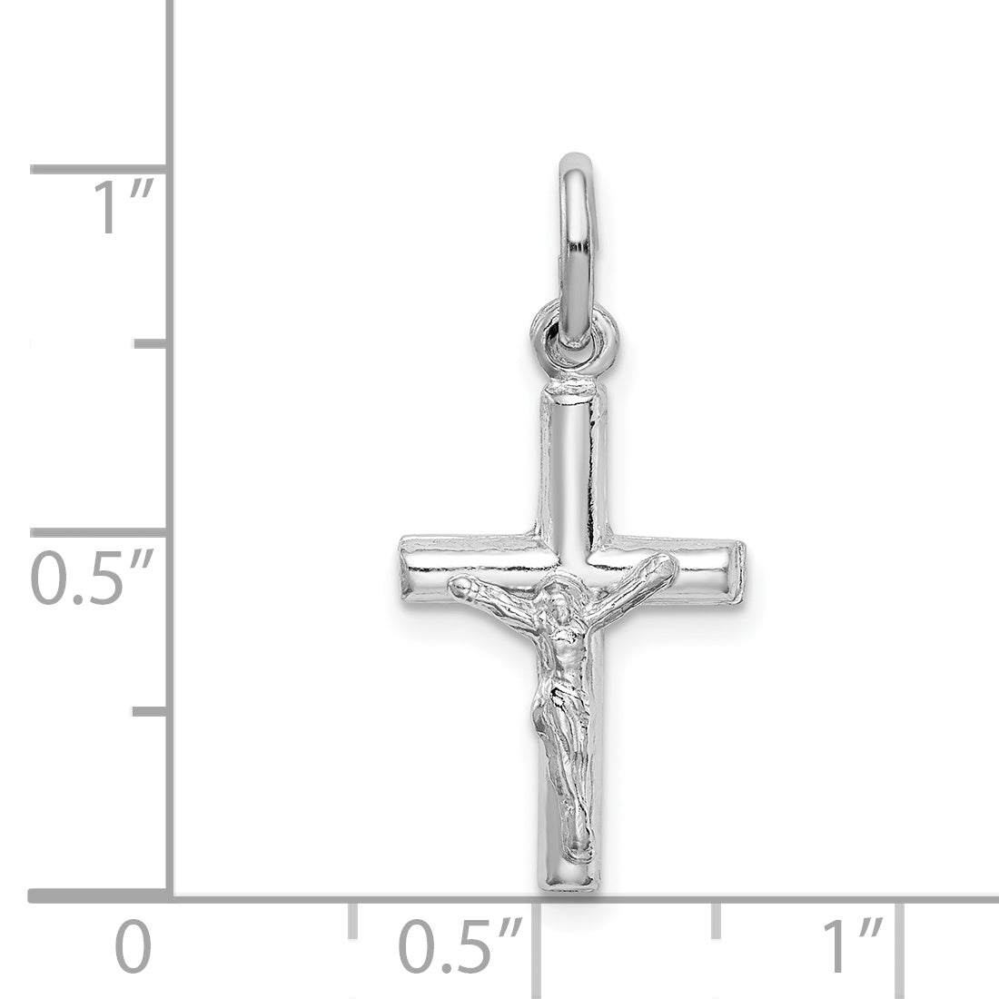 Sterling Silver Rhodium-Plated Polished Crucifix Cross Pendant