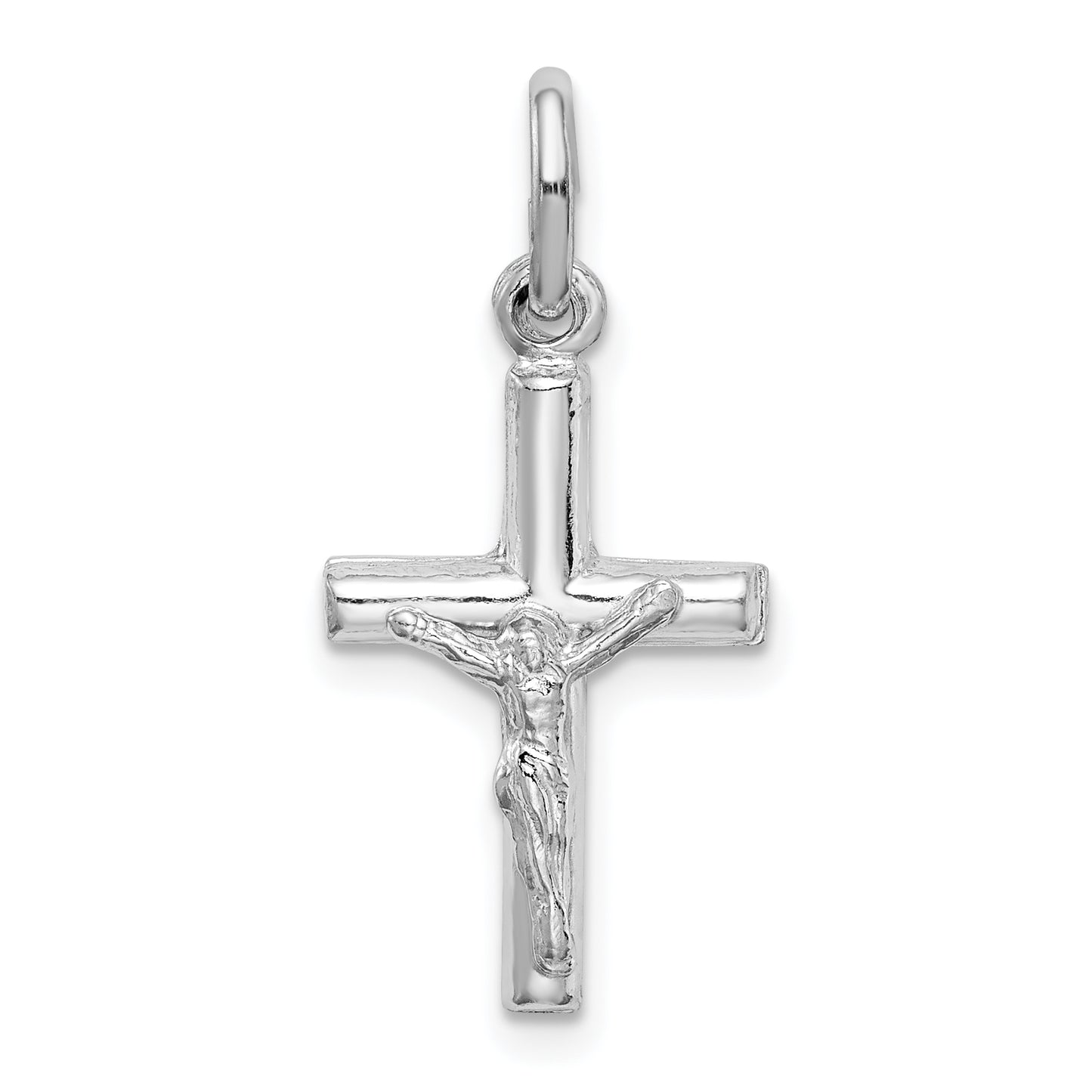 Sterling Silver Rhodium-Plated Polished Crucifix Cross Pendant