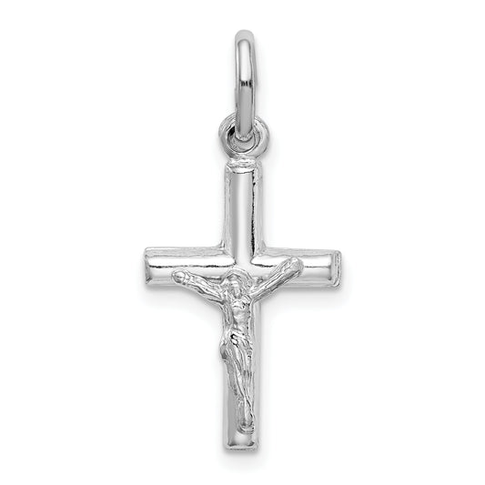 Sterling Silver Rhodium-Plated Polished Crucifix Cross Pendant