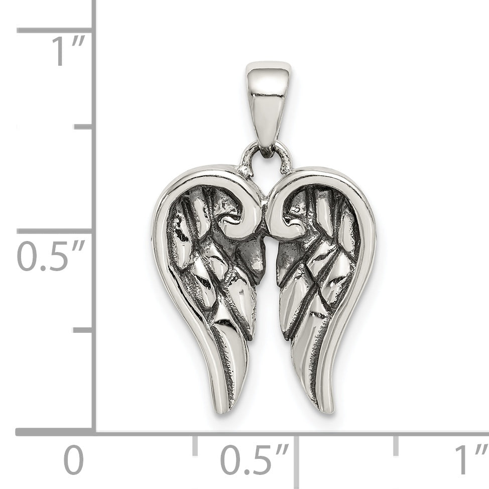 Sterling Silver Antiqued Wing Pendant