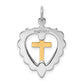 Sterling Silver Rhodium-Plated & Gold Tone Cross Heart Pendant