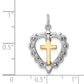 Sterling Silver Rhodium-Plated & Gold Tone Cross Heart Pendant