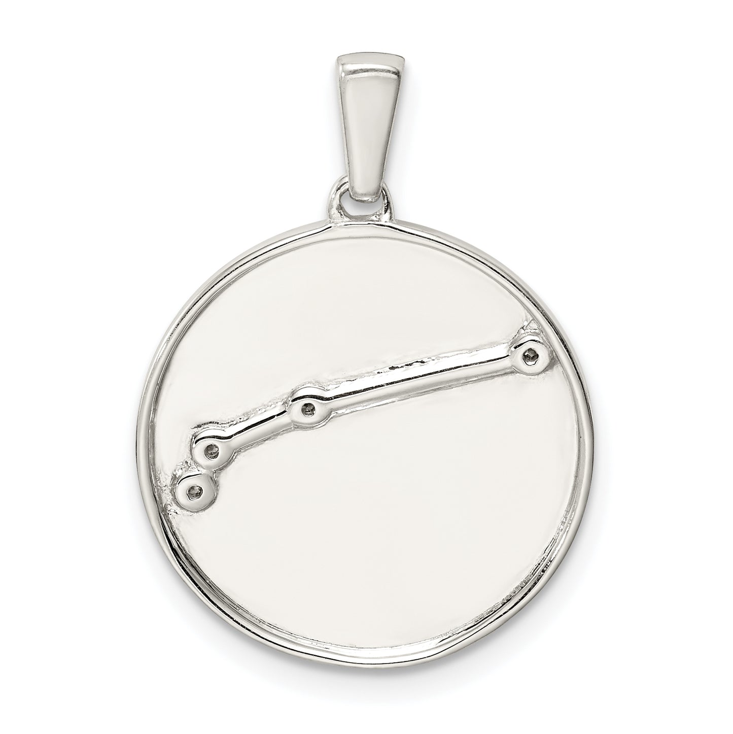 Sterling Silver Rhodium-Plated & Cz Aries Zodiac Pendant