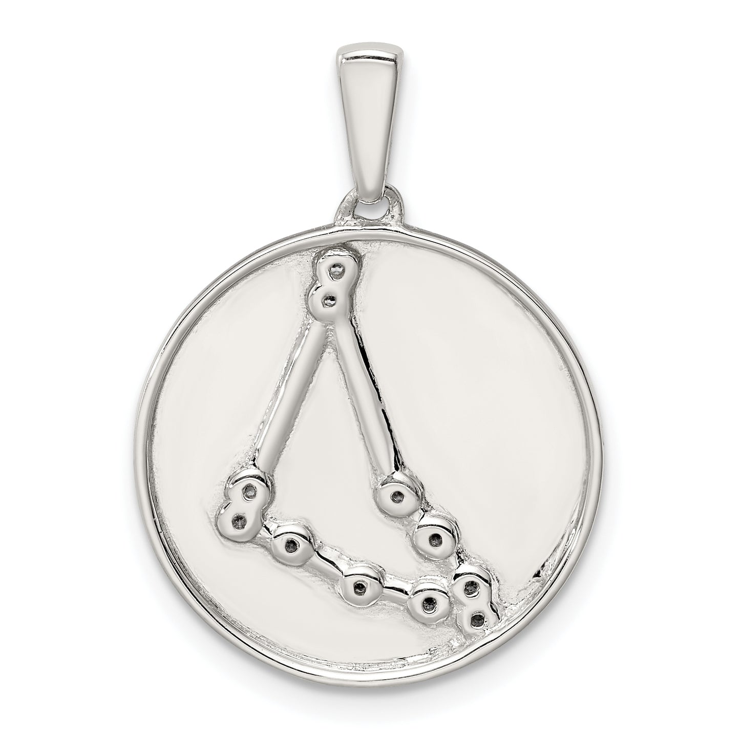 Sterling Silver Rhodium-Plated & Cz Capricorn Zodiac Pendant