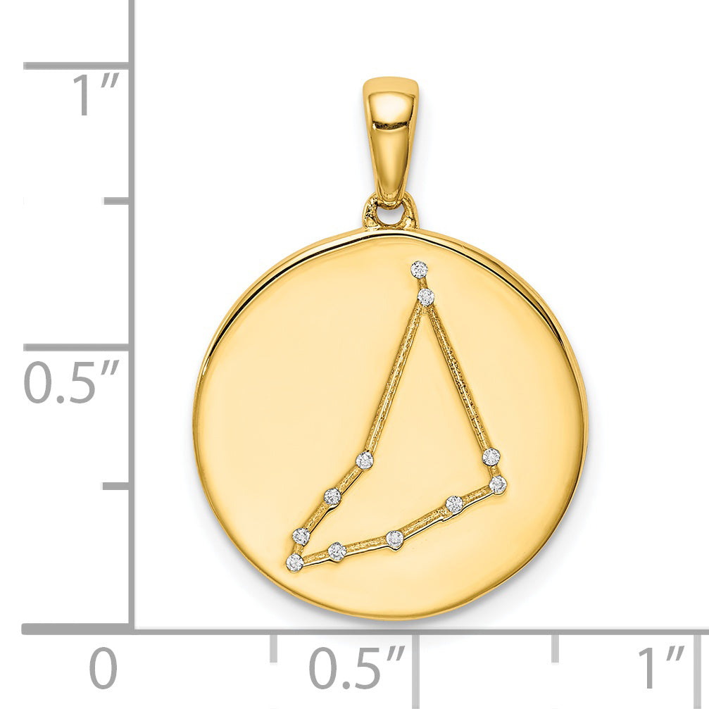 Ss/Gold Plated Sterling Silver Gold-Plated & Cz Capricorn Zodiac Pendant