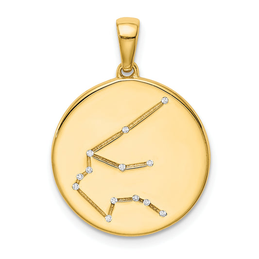 Ss/Gold Plated Sterling Silver Gold-Plated & Cz Aquarius Zodiac Pendant