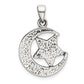 Sterling Silver Love You To The Moon Antiqued Star And Pendant