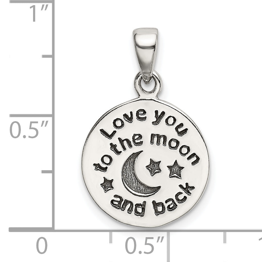 Sterling Silver Love You To The Moon Antiqued Star And Pendant