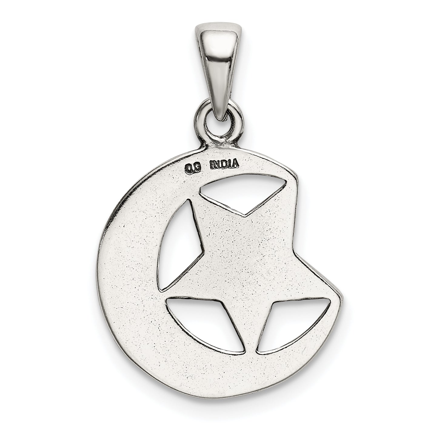 Sterling Silver I Love You To The Moon Antiqued Star And Pendant