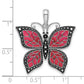 Sterling Silver De-Ani Rhodium-Plated Polished Enameled Fuchsia Butterfly Pendant