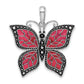 Sterling Silver De-Ani Rhodium-Plated Polished Enameled Fuchsia Butterfly Pendant