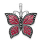 Sterling Silver De-Ani Rhodium-Plated Polished Enameled Purple Butterfly Pendant