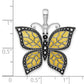 Sterling Silver De-Ani Rhodium-Plated Polished Enameled Yellow Butterfly Pendant