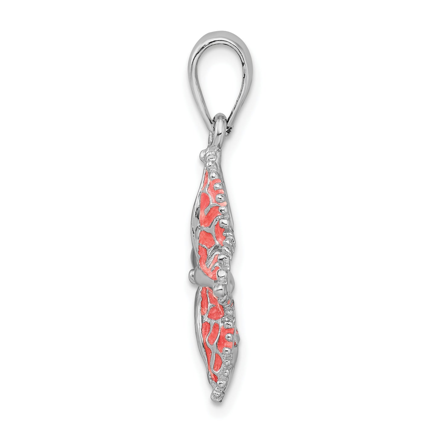 Sterling Silver De-Ani Rhodium-Plated Polished Enameled Starfish Pendant