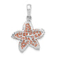 Sterling Silver De-Ani Rhodium-Plated Polished Enameled Starfish Pendant