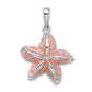 Sterling Silver De-Ani Rhodium-Plated Polished Enameled Starfish Pendant