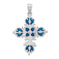 Sterling Silver De-Ani Rhodium-Plated Polished Enameled Fleur De Lis Cross Pendant