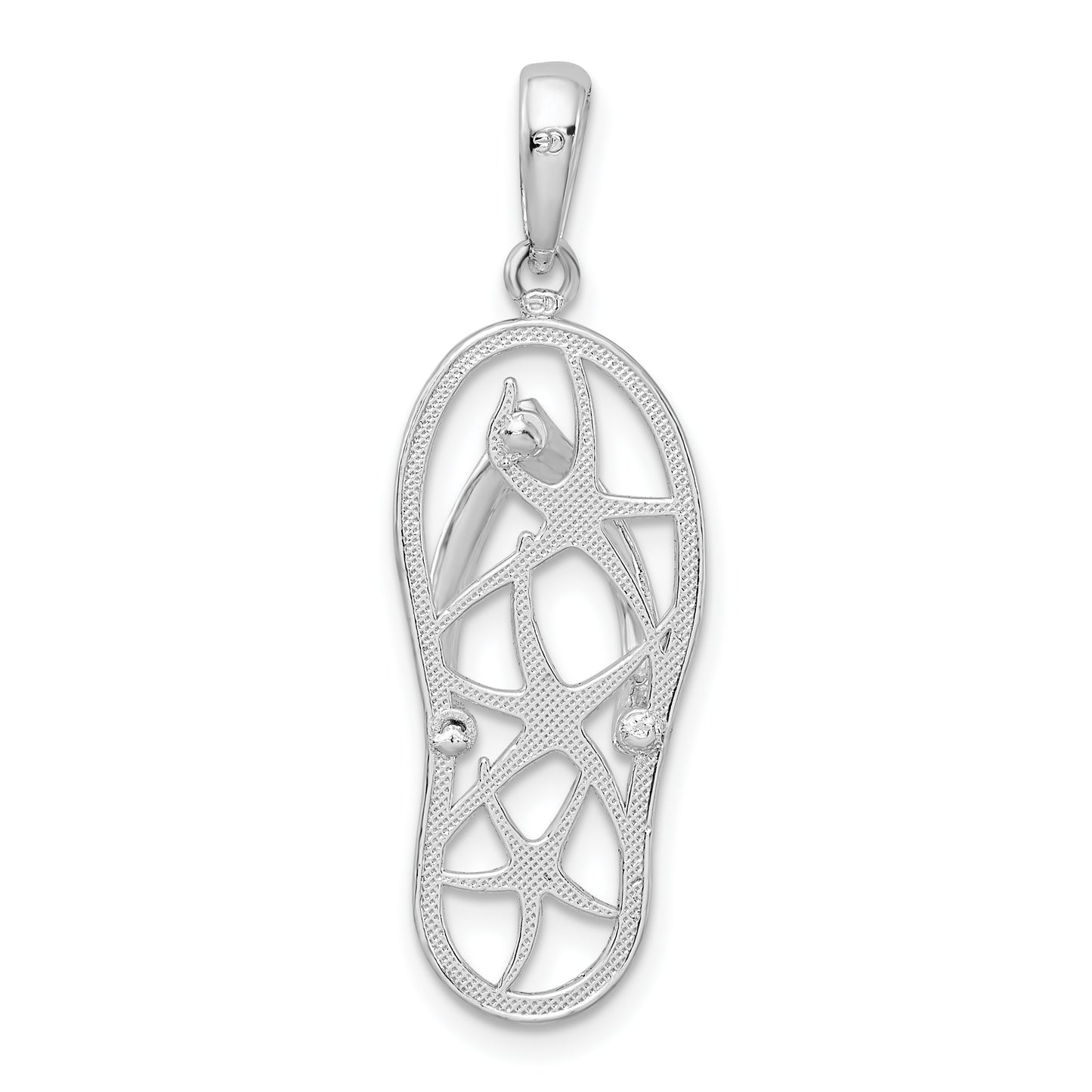 Sterling Silver De-Ani Rhodium-Plated 3D Cut-Out Starfish Flip-Flop Pendant