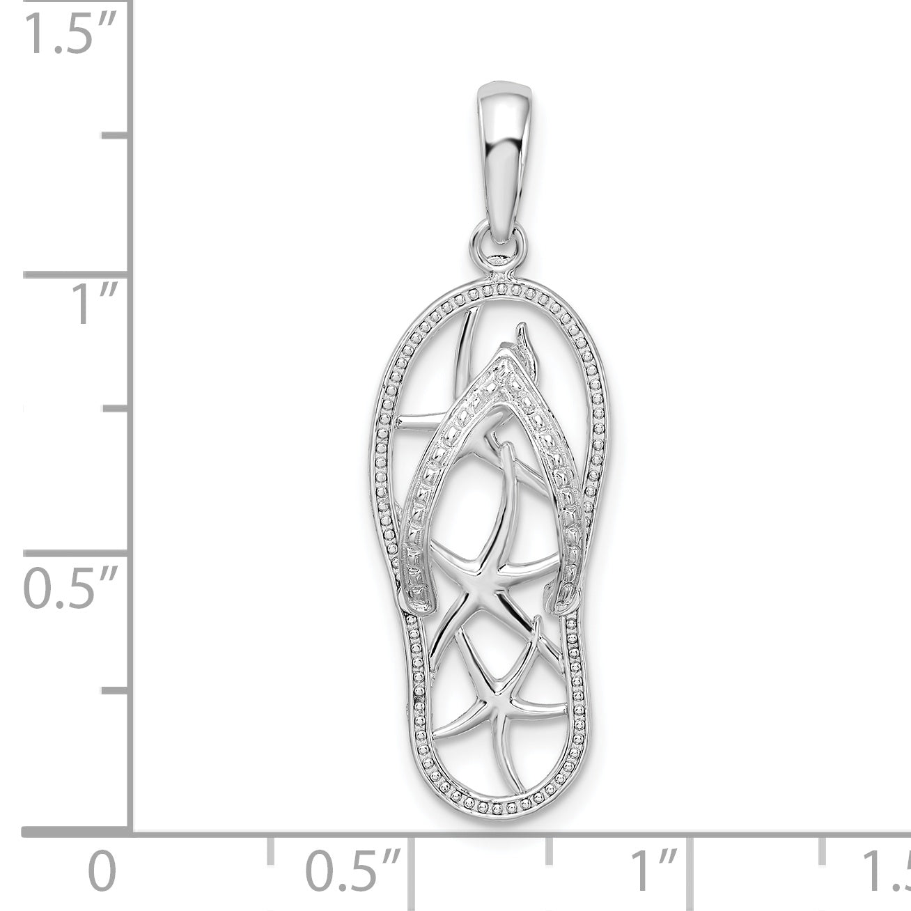 Sterling Silver De-Ani Rhodium-Plated 3D Cut-Out Starfish Flip-Flop Pendant