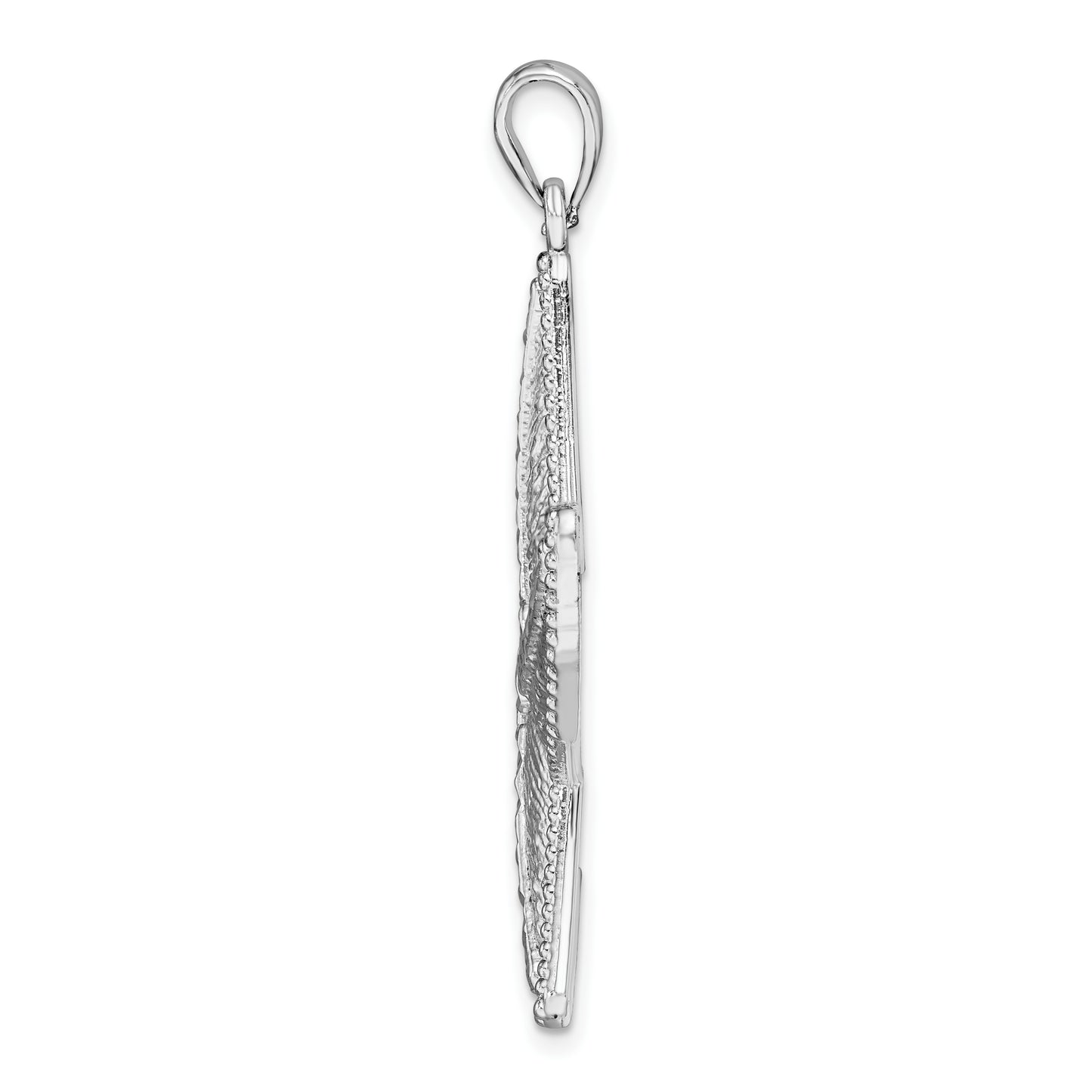 Sterling Silver De-Ani Rhodium-Plated Polished Diamond-Cut Large Starfish Pendant