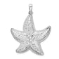 Sterling Silver De-Ani Rhodium-Plated Polished Diamond-Cut Large Starfish Pendant