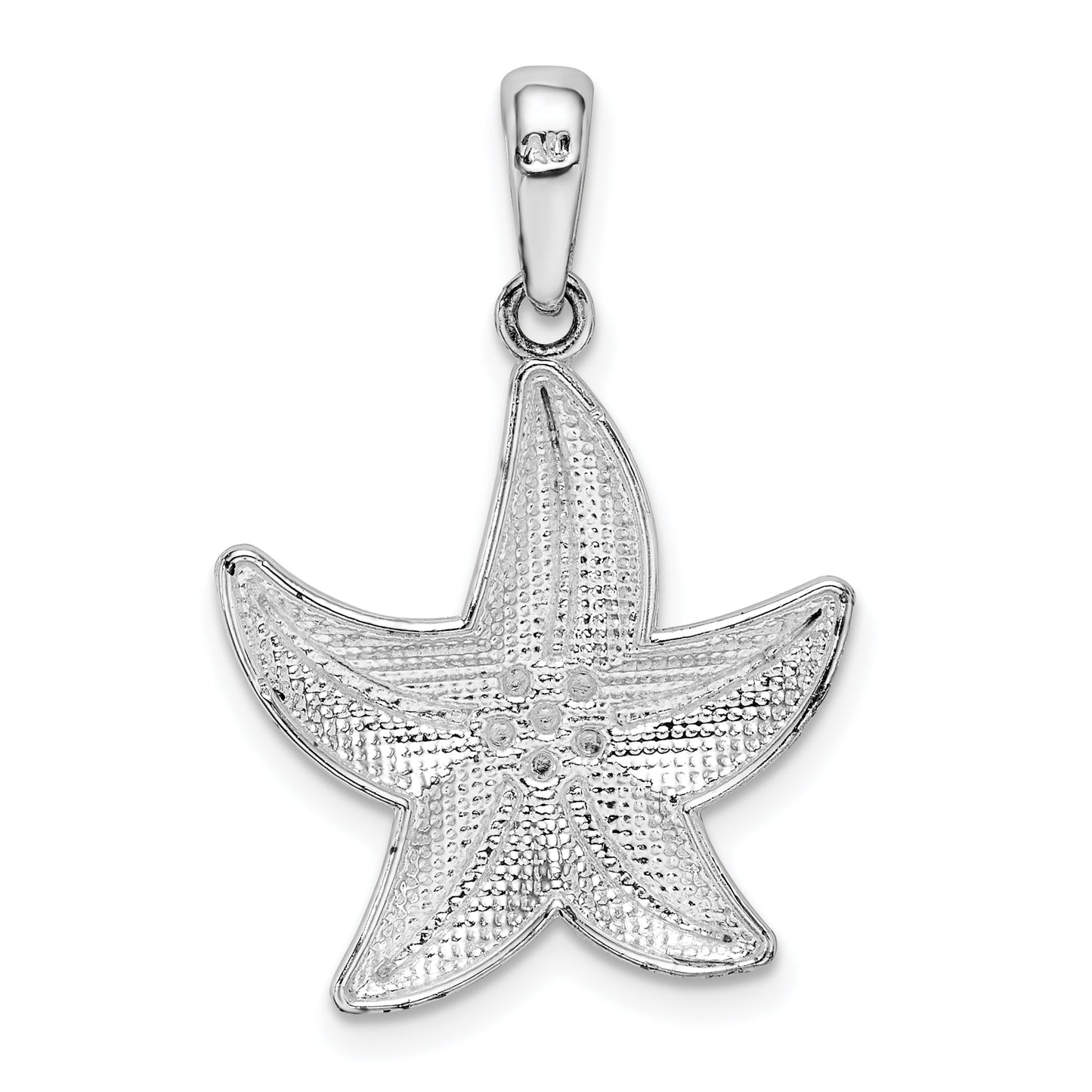 Sterling Silver De-Ani Rhodium-Plated Diamond-Cut Small Starfish Pendant