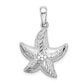 Sterling Silver De-Ani Rhodium-Plated Diamond-Cut Small Starfish Pendant