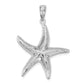 Sterling Silver De-Ani Rhodium-Plated Textured Diamond-Cut Starfish Pendant