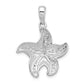 Sterling Silver De-Ani Rhodium-Plated Polished Diamond-Cut Starfish Pendant