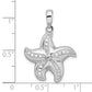 Sterling Silver De-Ani Rhodium-Plated Polished Diamond-Cut Starfish Pendant