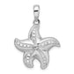 Sterling Silver De-Ani Rhodium-Plated Polished Diamond-Cut Starfish Pendant