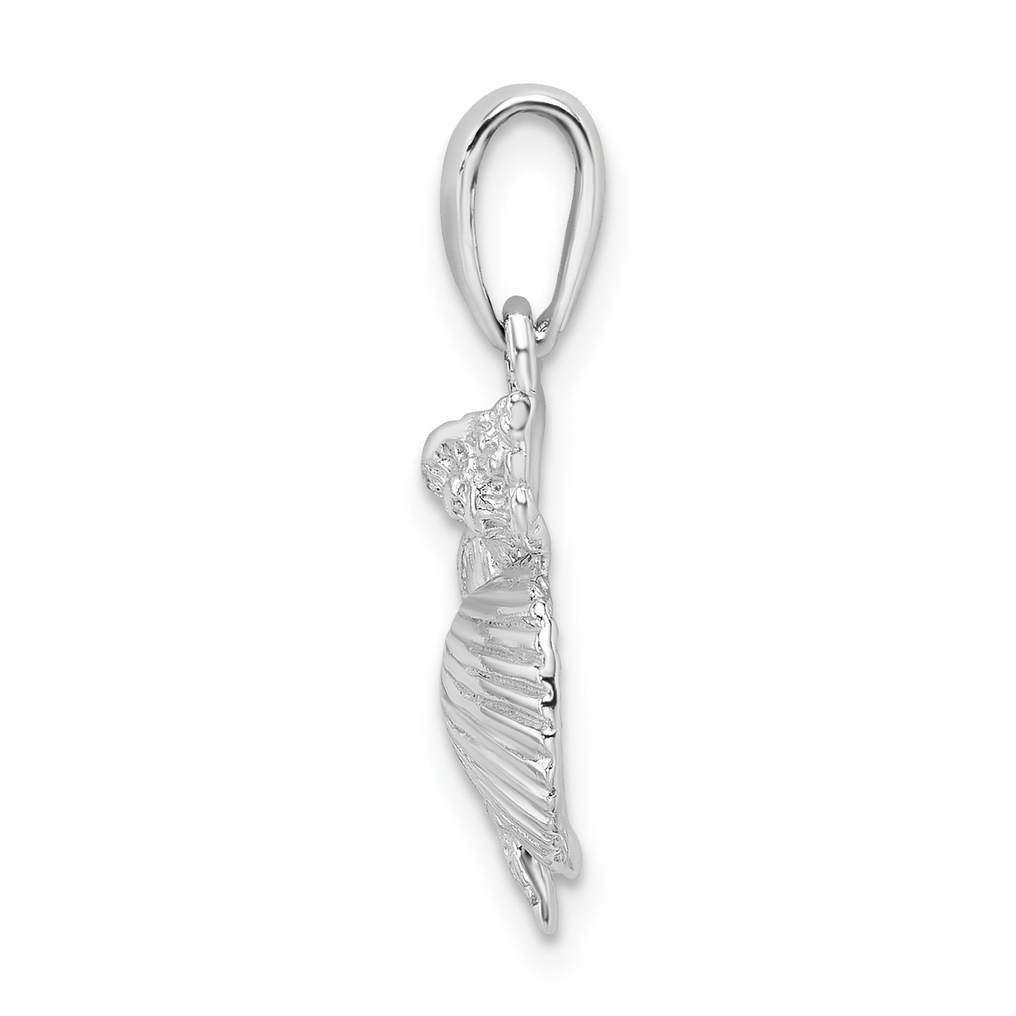 Sterling Silver De-Ani Rhodium-Plated Polished Shell Cluster Pendant