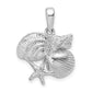 Sterling Silver De-Ani Rhodium-Plated Polished Shell Cluster Pendant