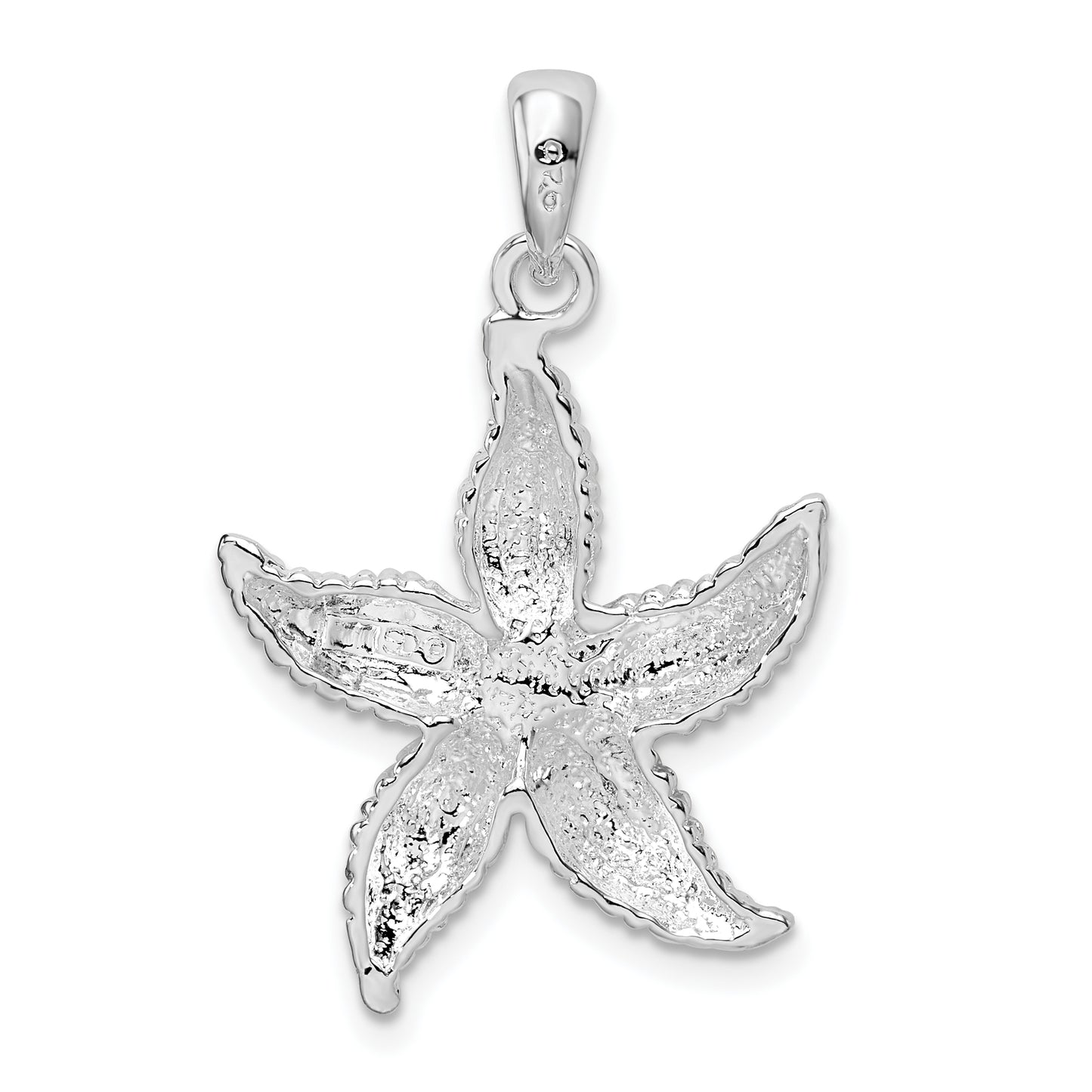 Sterling Silver De-Ani Rhodium-Plated Polished And Textured Starfish Pendant