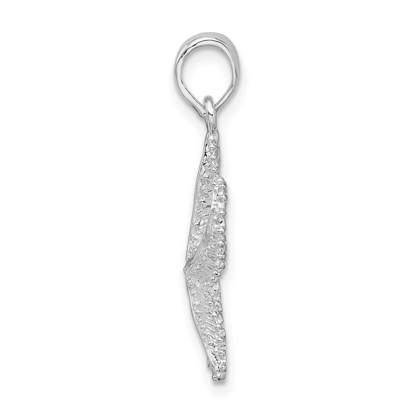 Sterling Silver De-Ani Rhodium-Plated Polished Beaded Starfish Pendant