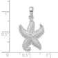 Sterling Silver De-Ani Rhodium-Plated Polished Beaded Starfish Pendant