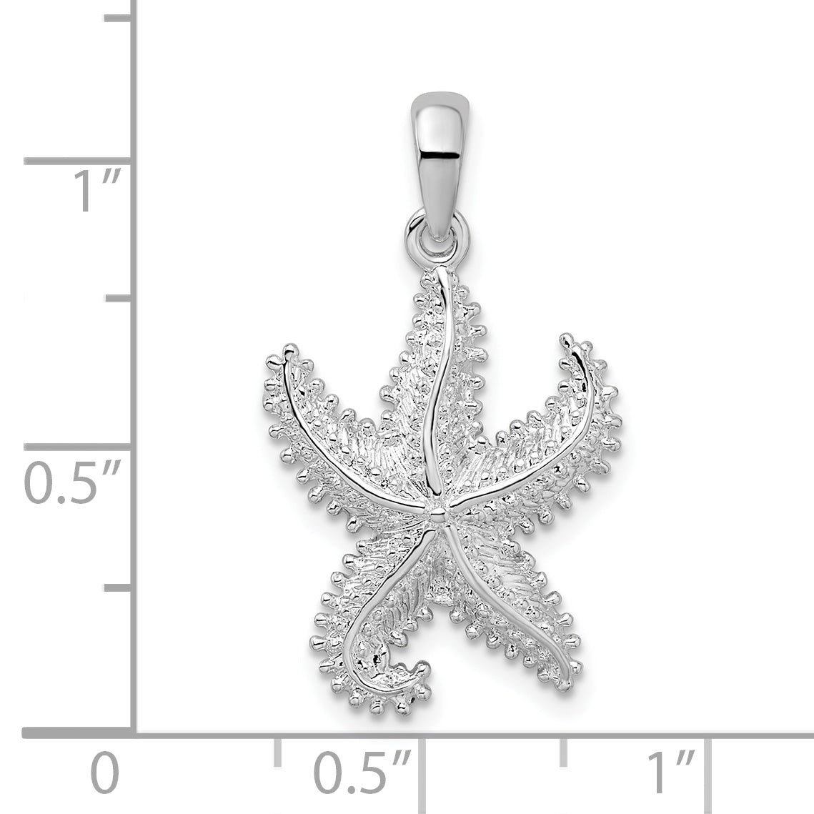 Sterling Silver De-Ani Rhodium-Plated Polished Beaded Starfish Pendant