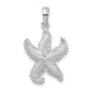 Sterling Silver De-Ani Rhodium-Plated Polished Beaded Starfish Pendant