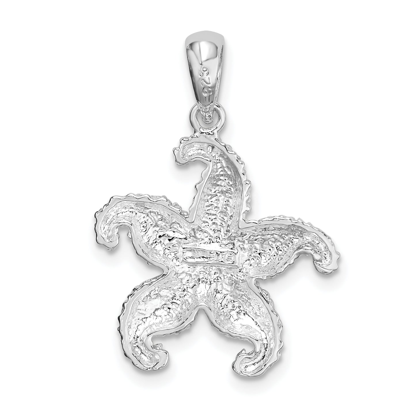 Sterling Silver De-Ani Rhodium-Plated Polished Starfish Pendant