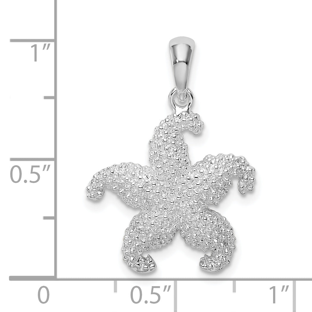 Sterling Silver De-Ani Rhodium-Plated Polished Starfish Pendant