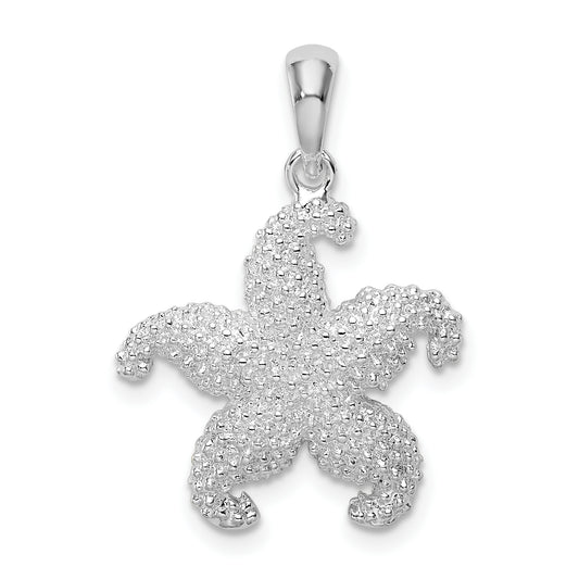 Sterling Silver De-Ani Rhodium-Plated Polished Starfish Pendant